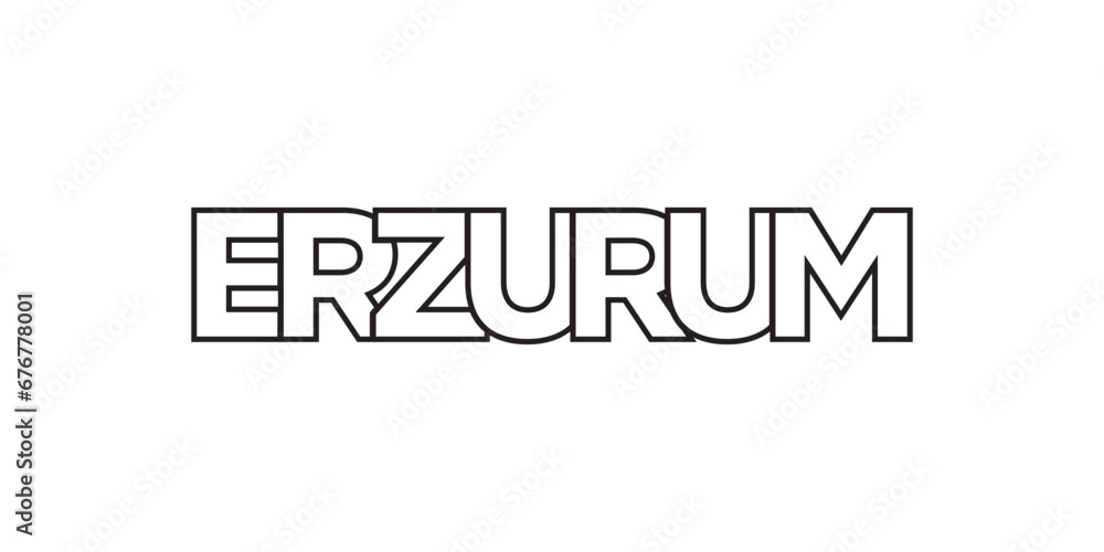 Erzurum in the Turkey emblem. The design features a geometric style, vector illustration with bold typography in a modern font. The graphic slogan lettering. Erzurum in the Turkey emblem. The design features a geometric style, vector illustration with bold typography in a modern font. The graphic slogan lettering.