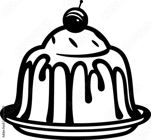 outline illustration of pudding for coloring page