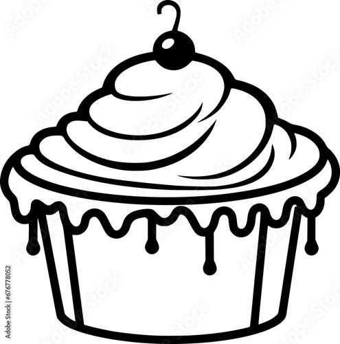 outline illustration of pudding for coloring page