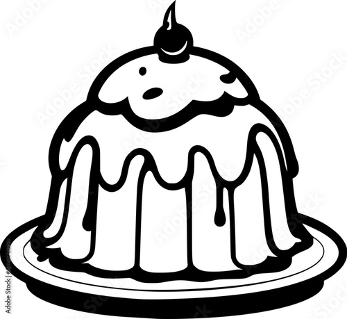 outline illustration of pudding for coloring page