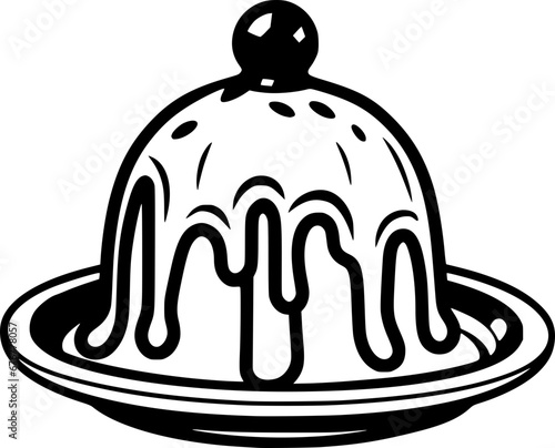 outline illustration of pudding for coloring page