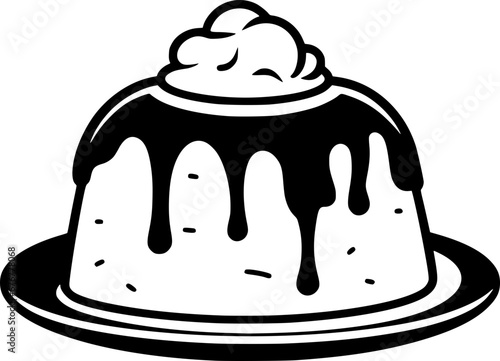 outline illustration of pudding for coloring page