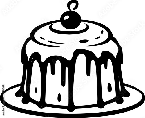 outline illustration of pudding for coloring page