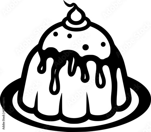 outline illustration of pudding for coloring page
