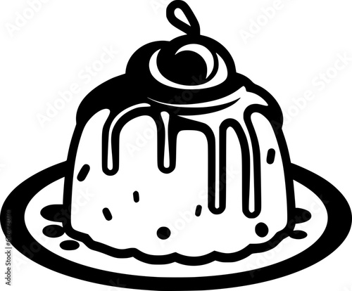 outline illustration of pudding for coloring page