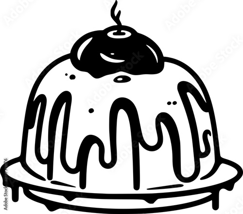 outline illustration of pudding for coloring page