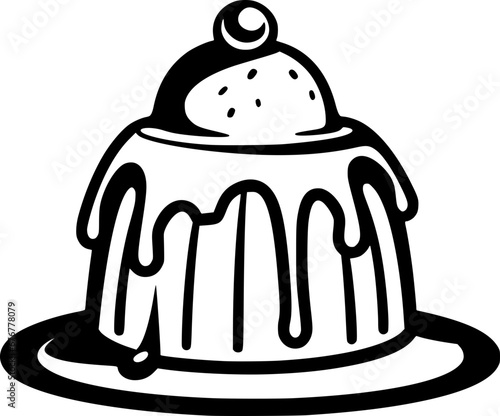 outline illustration of pudding for coloring page