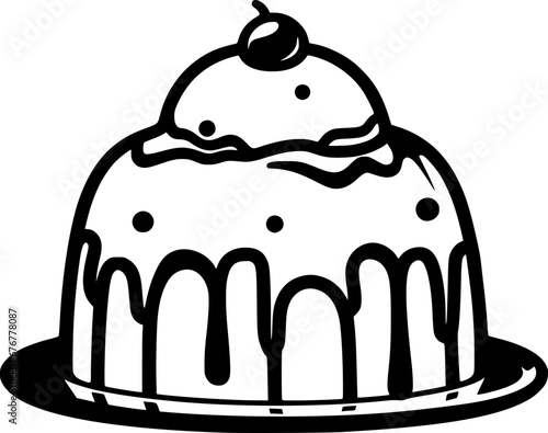 outline illustration of pudding for coloring page