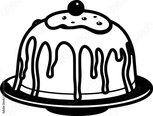 outline illustration of pudding for coloring page