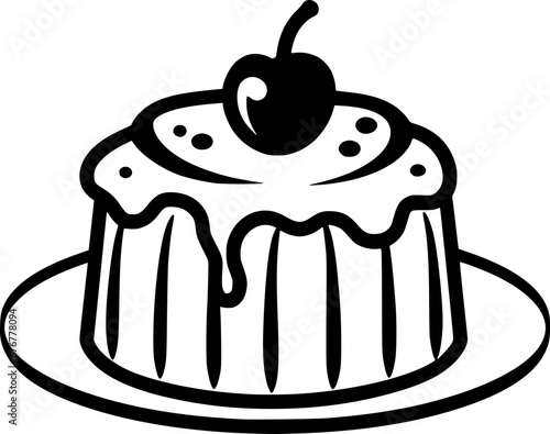 outline illustration of pudding for coloring page