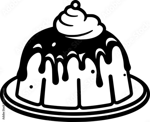 outline illustration of pudding for coloring page
