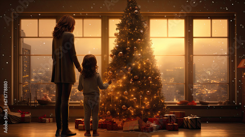 Wallpaper Mural child near Christmas tree in living room Torontodigital.ca