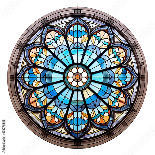 Gothic Stained Glass Window, transparent background, isolated image, generative AI
