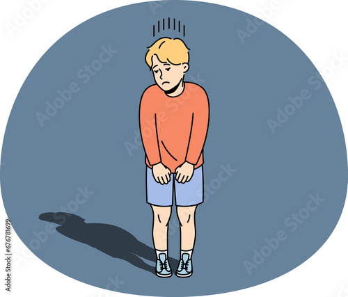Photography Unhappy small boy feel insecure and lonely
