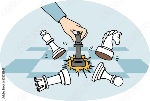 Businessman playing chess