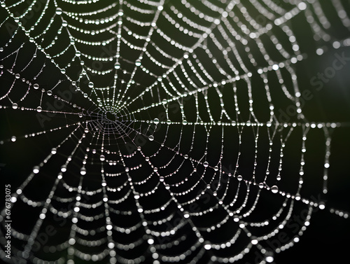 Spiderweb with raindrops background. © May Thawtar