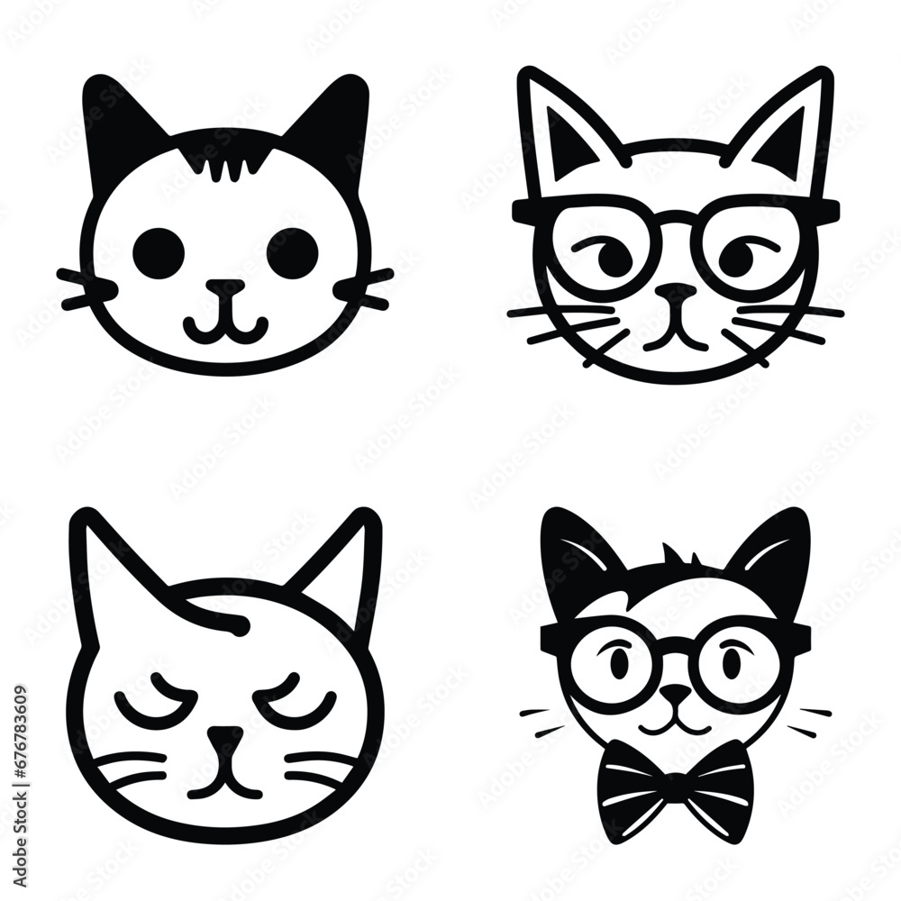 Cats3 Flat Icon Set Isolated On White Background Cats3 Flat Icon Set Isolated On White Background