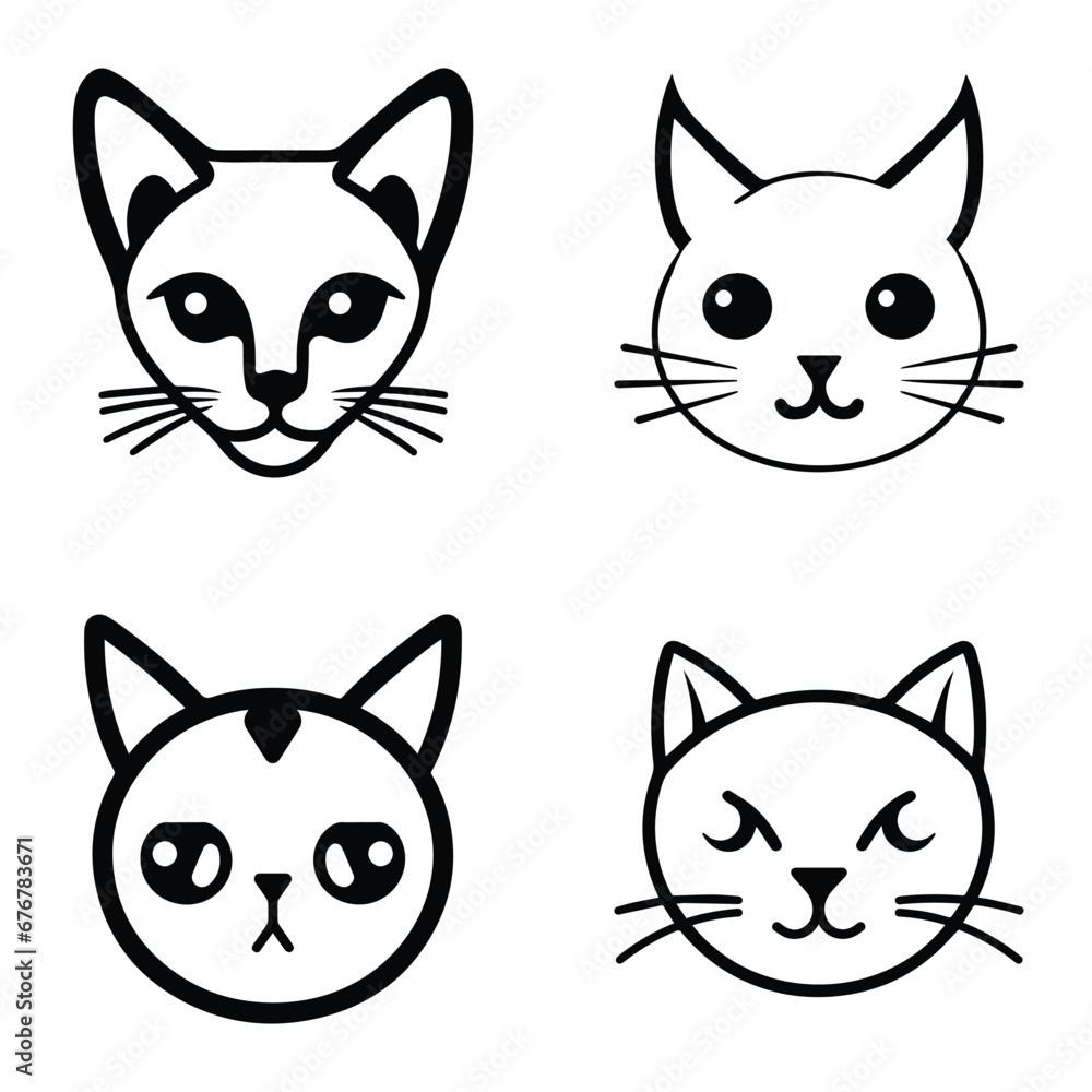 Cats3 Flat Icon Set Isolated On White Background Cats3 Flat Icon Set Isolated On White Background