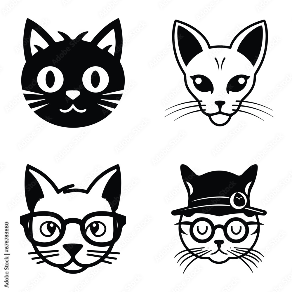 Cats3 Flat Icon Set Isolated On White Background Cats3 Flat Icon Set Isolated On White Background