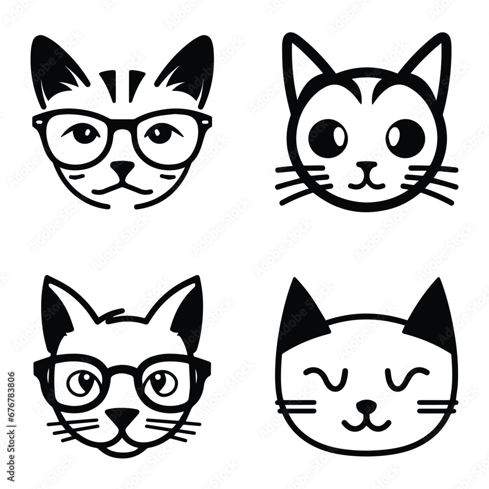Cats3 Flat Icon Set Isolated On White Background Cats3 Flat Icon Set Isolated On White Background