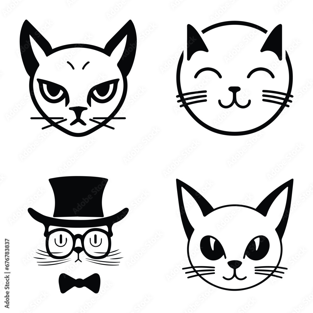 Cats3 Flat Icon Set Isolated On White Background Cats3 Flat Icon Set Isolated On White Background