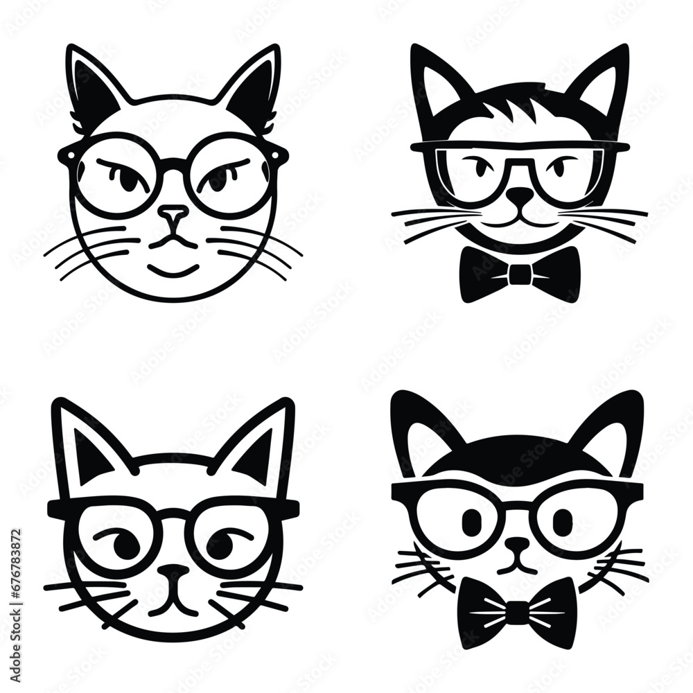 Cats3 Flat Icon Set Isolated On White Background Cats3 Flat Icon Set Isolated On White Background