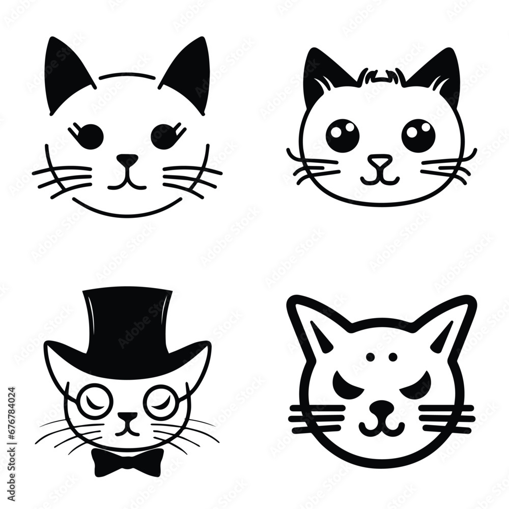 Cats3 Flat Icon Set Isolated On White Background Cats3 Flat Icon Set Isolated On White Background