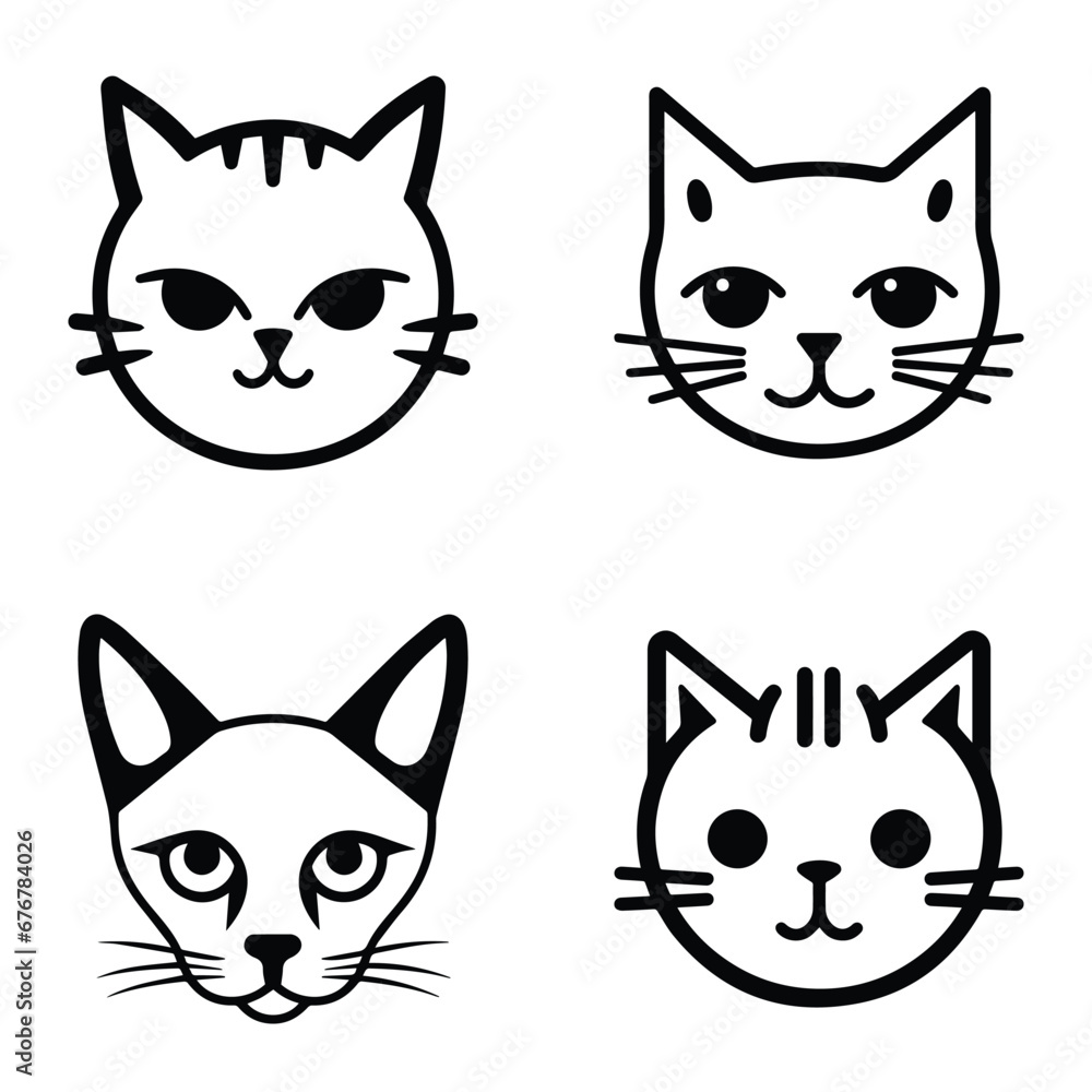Cats3 Flat Icon Set Isolated On White Background Cats3 Flat Icon Set Isolated On White Background