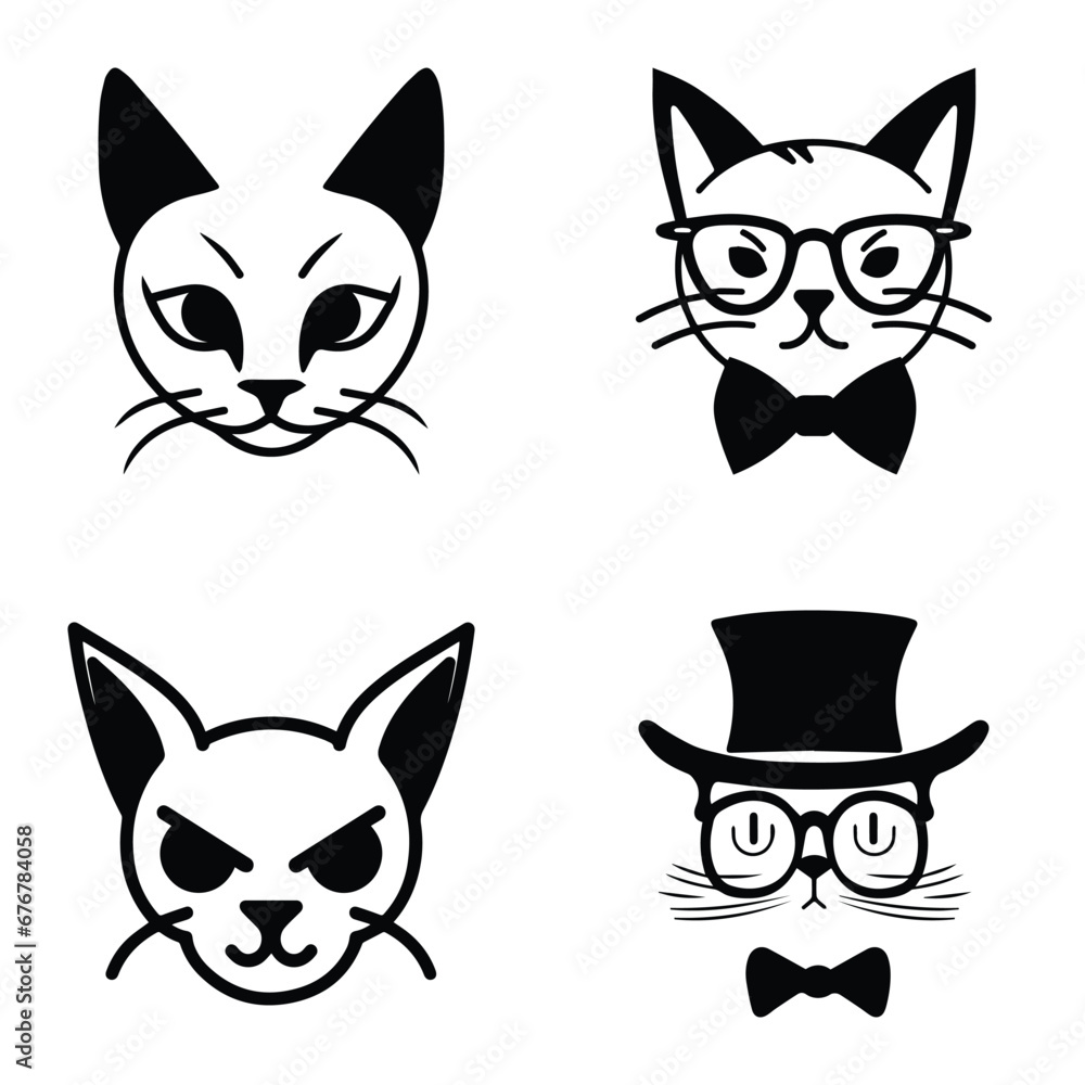 Cats3 Flat Icon Set Isolated On White Background Cats3 Flat Icon Set Isolated On White Background