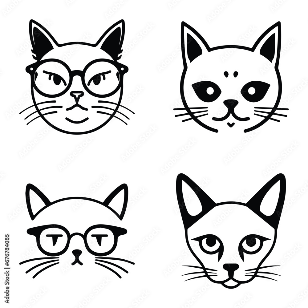 Cats3 Flat Icon Set Isolated On White Background Cats3 Flat Icon Set Isolated On White Background