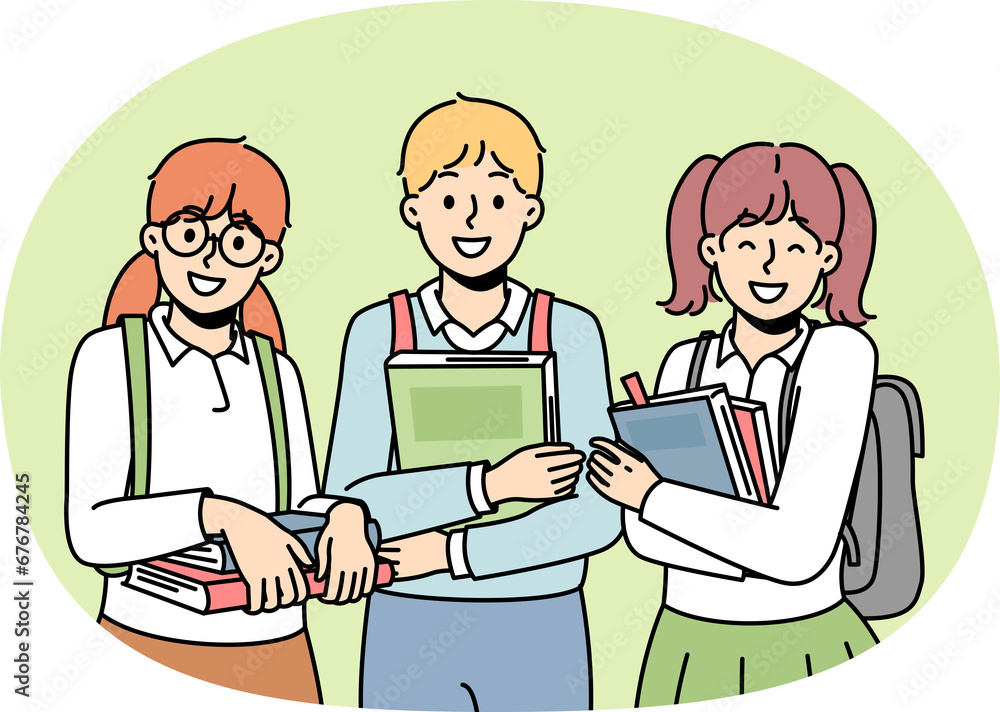 Schoolchildren keep textbooks, like to study. Schoolchildren keep textbooks, like to study.
