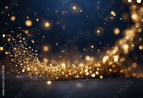 Abstract background with Dark blue and gold particle Christmas Golden light shine particles bokeh © ArtisticLens