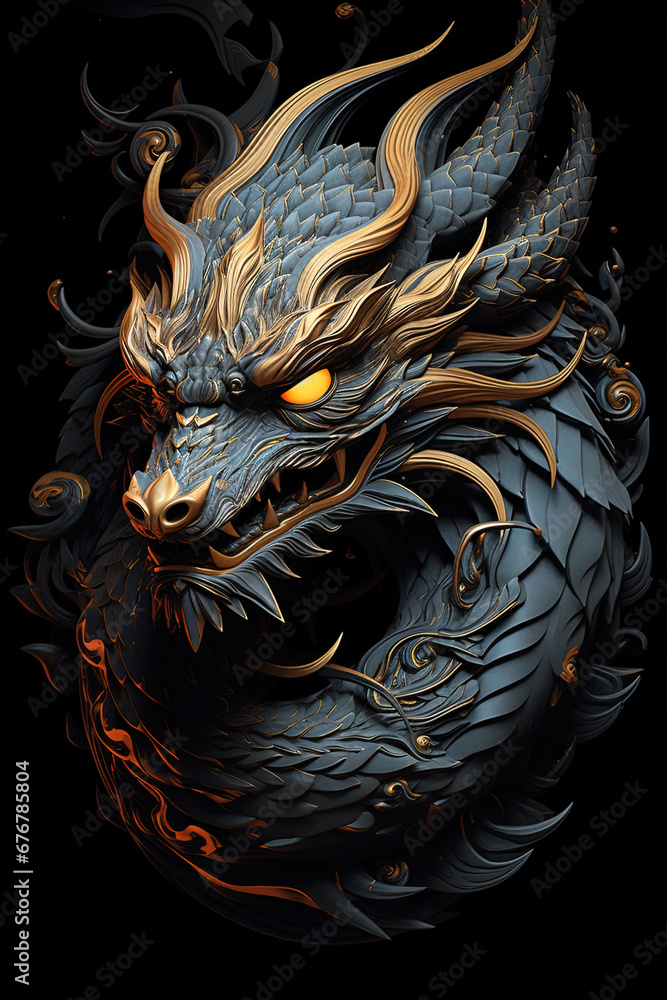 Chinese dragon. Symbol. Generative AI Chinese dragon. Symbol. Generative AI