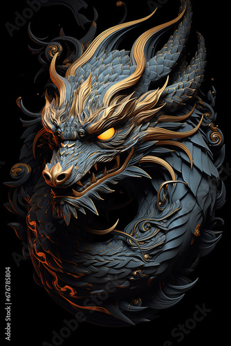 Chinese dragon. Symbol. Generative AI © Tetiana