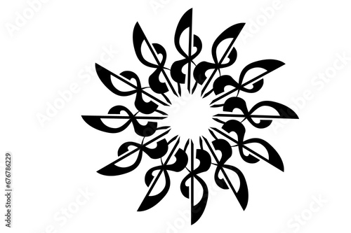 Black Flower Ornament With Transparent Background