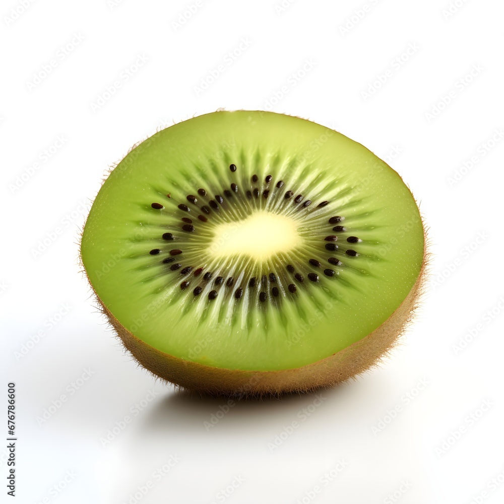 Fresh kiwi slice half isolated white background AI generated Fresh kiwi slice half isolated white background AI generated