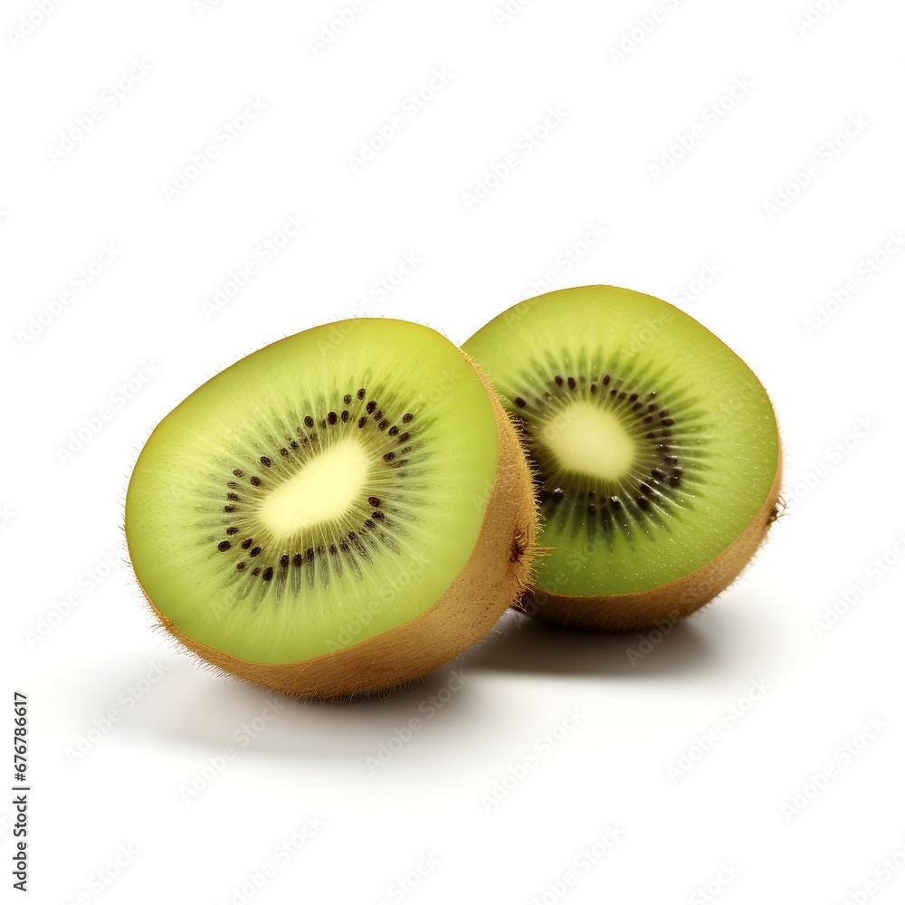 Fototapeta premium Fresh kiwi slice isolated white background AI generated