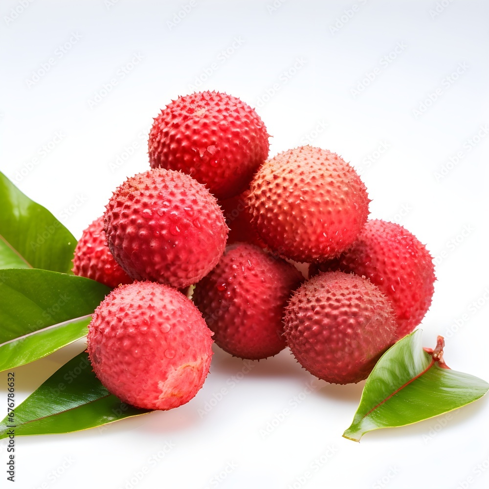 Fresh lychees isolated white background AI generated Fresh lychees isolated white background AI generated