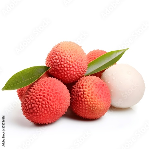 Fresh lychee isolated white background AI generated