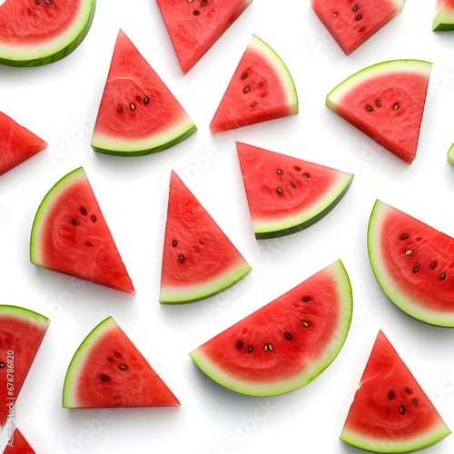 Sliced watermelon isolated white background AI generated