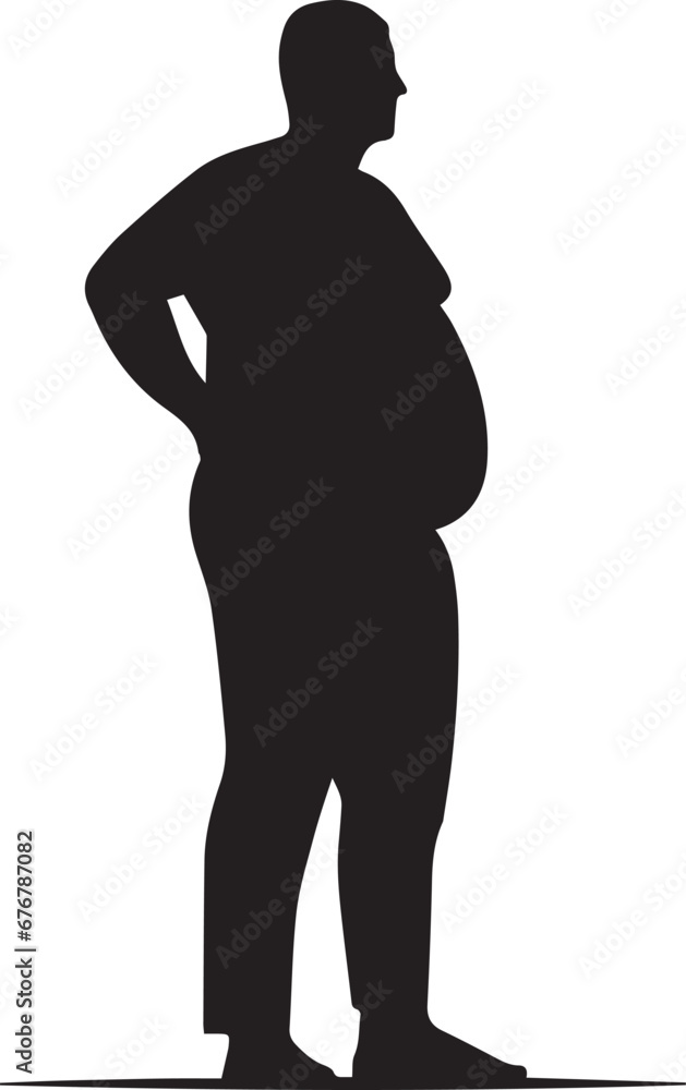 Overweight Man Vector Illustration, Overweight People Silhouette Overweight Man Vector Illustration, Overweight People Silhouette