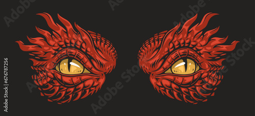 Two dragon eyes colorful sticker