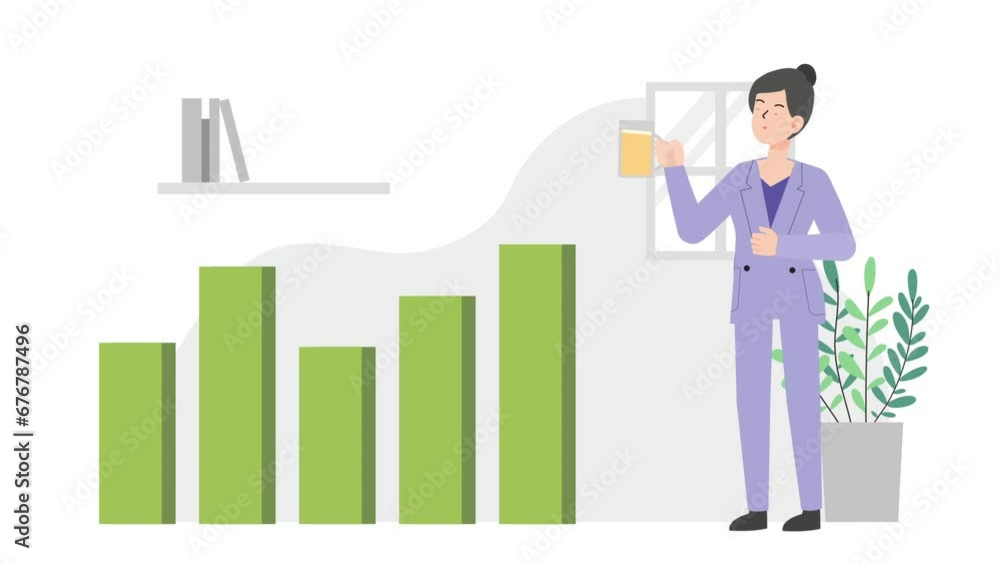 Woman with growth chart Woman with growth chart