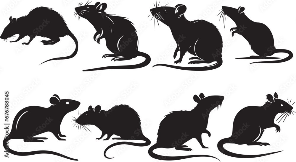 Rat Silhouettes, Small Rat SVG Vector - obrazy, fototapety, plakaty 