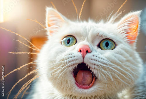 Portrait of an astonished cute cat photo