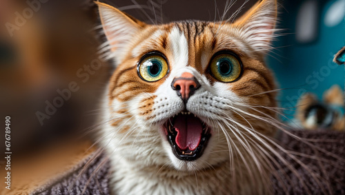 Portrait of an astonished cute cat