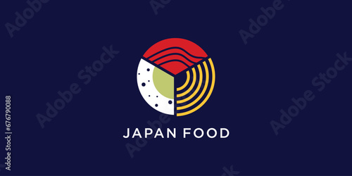Japan food icon logo with creative idea concept