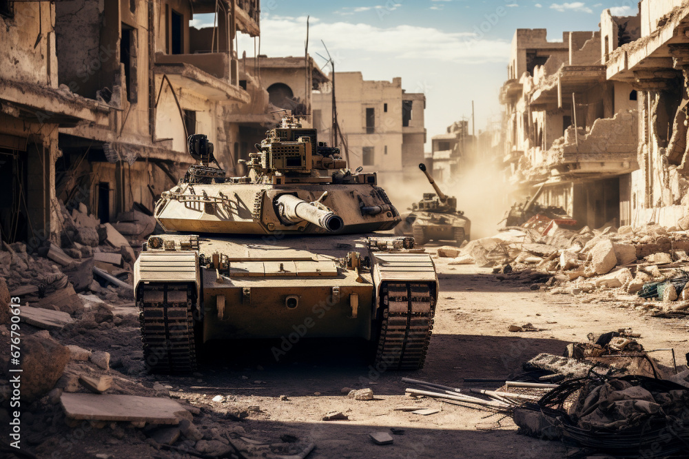 war, fighting, tanks in the city, armed conflict with explosions and shooting war, fighting, tanks in the city, armed conflict with explosions and shooting