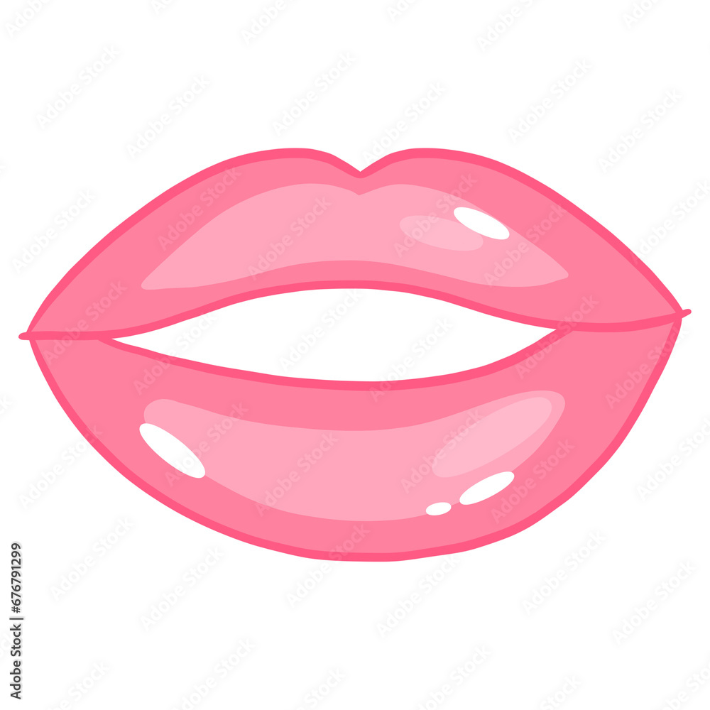 Pink Shiny Lips Illustration Pink Shiny Lips Illustration