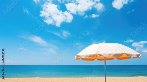 Beach umbrella, blue sky and sea, holiday and summer vacation wallpaper